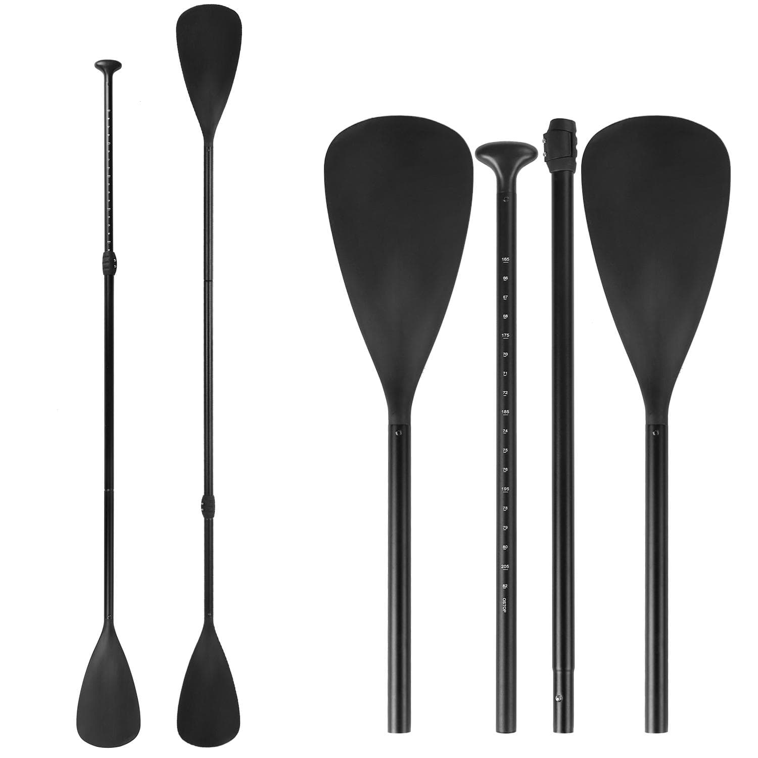 4-Piece Dual Purpose Adjustable SUP Paddle Kayak Boat Stand Up Paddle Board black
