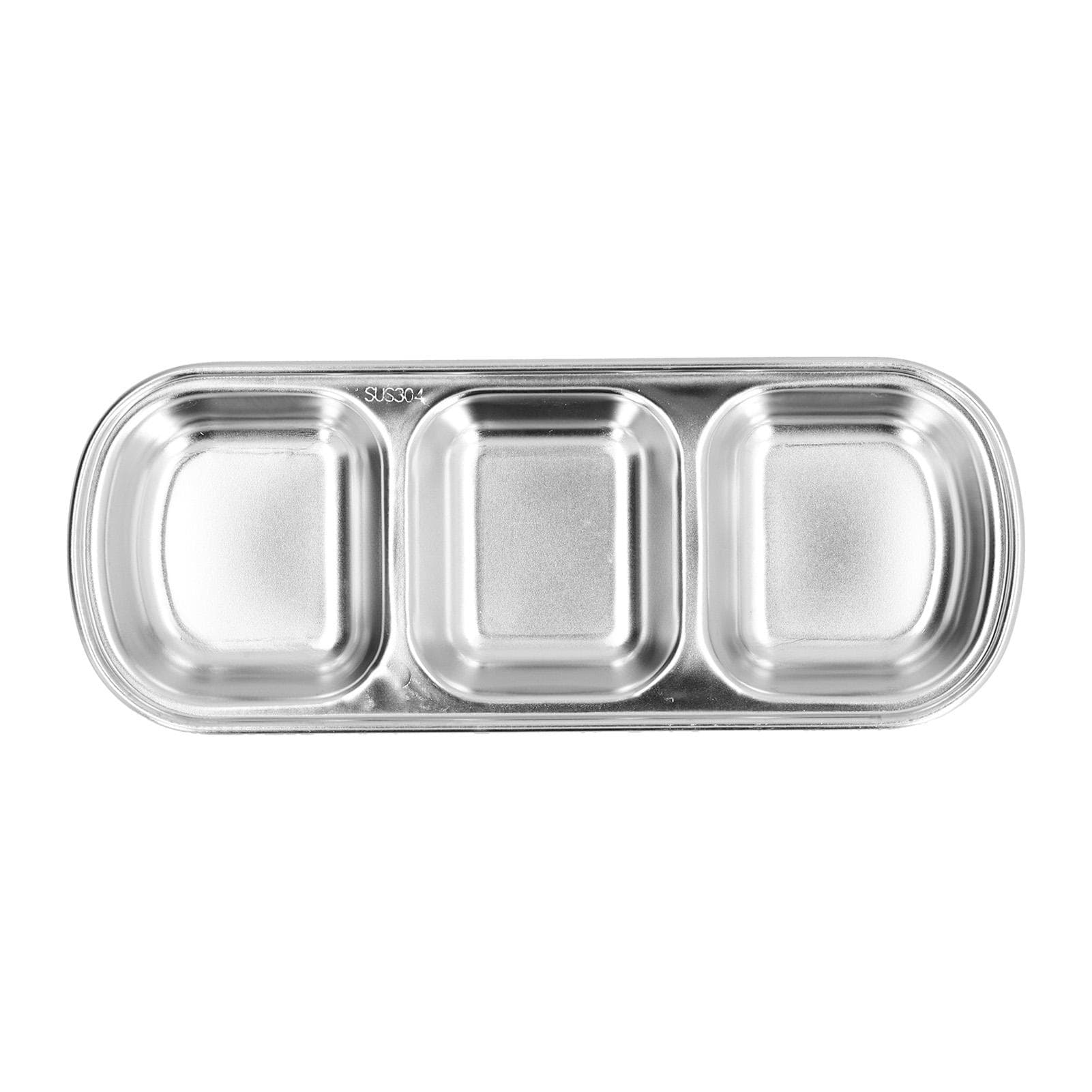 Seasoning Dish Stainless Steel Thickened Hot Pot Sauce Divided Grid Snack Dish for Canteen3 Grids