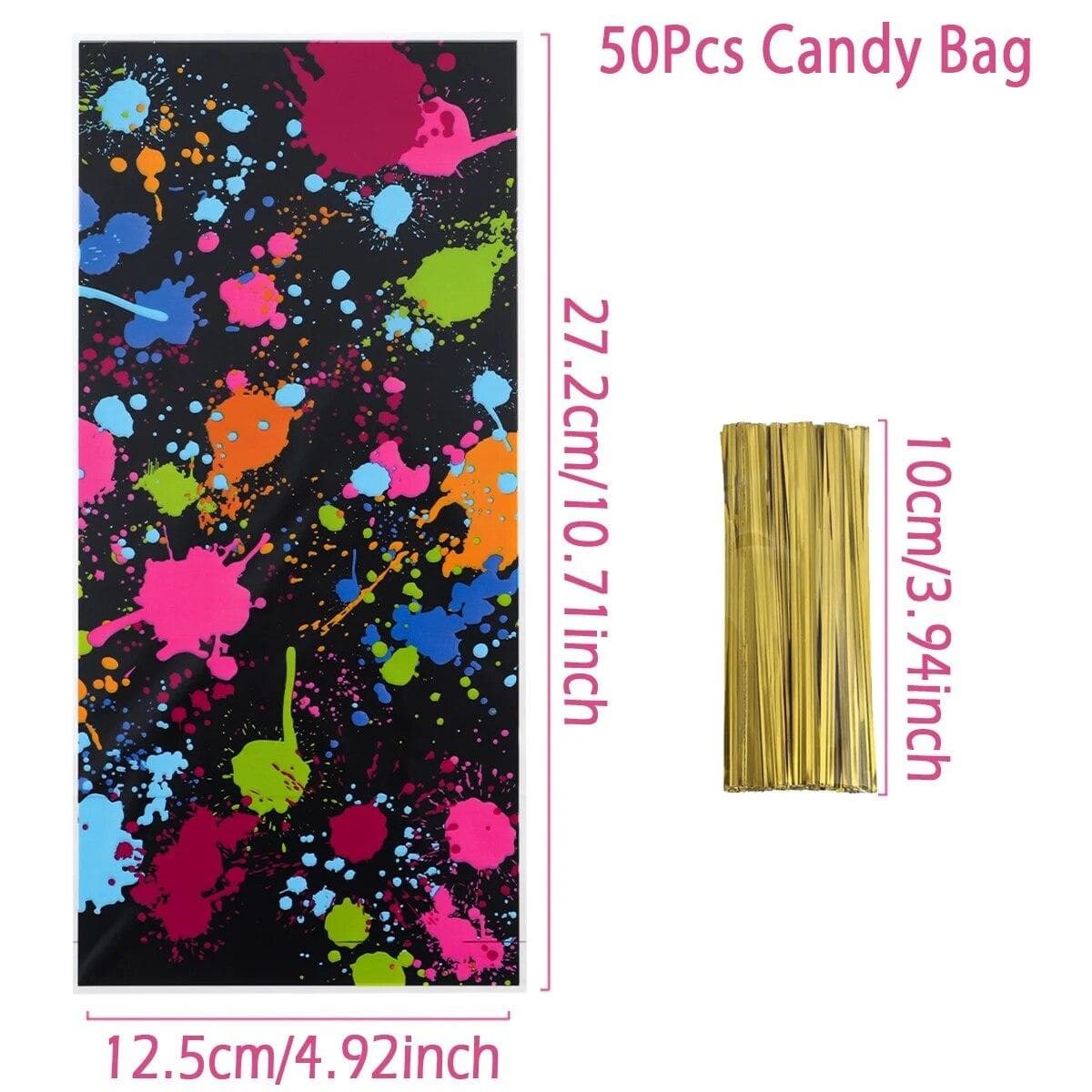 50Pcs/set Coloful Graffiti Candy Bag Gift Packaging Bag Birthday Party Supplies Wedding Baby Shower Gift Bag 50pcs