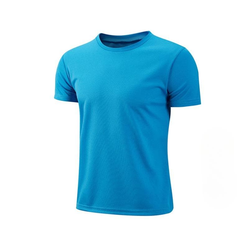 Summer Round Neck T-shirt Quick Dry Clothes Work Clothes Short-sleeved T-shirt M lake blue
