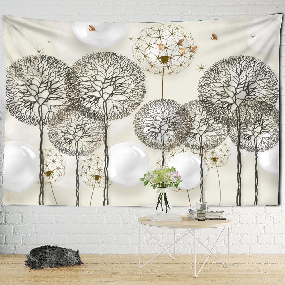 Dandelion Balloon Tapestry Wall Plant Modern Simple Style Bohemian Background Cloth Mattress Living Room Decor 95x70CM