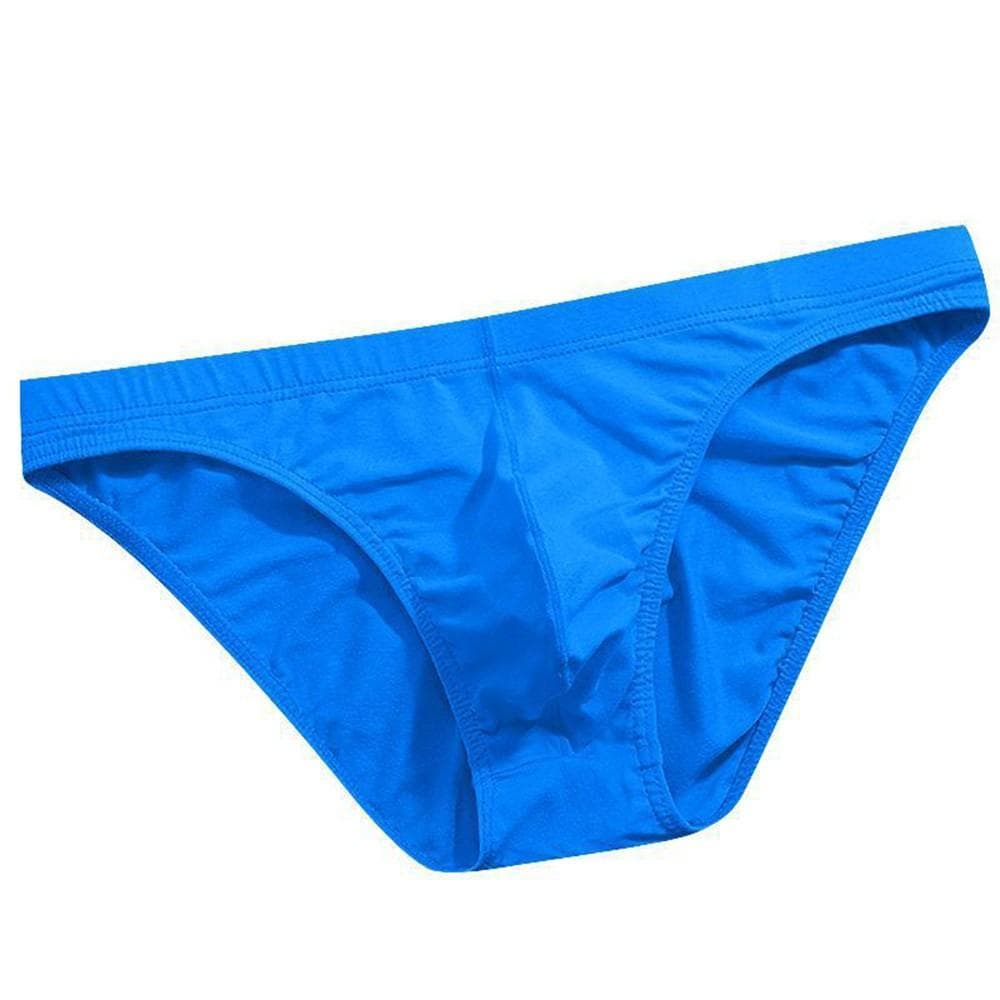 Men Underwear Y-Front Briefs Mid Waist One Piece Semi-Transparent Breathable L blue