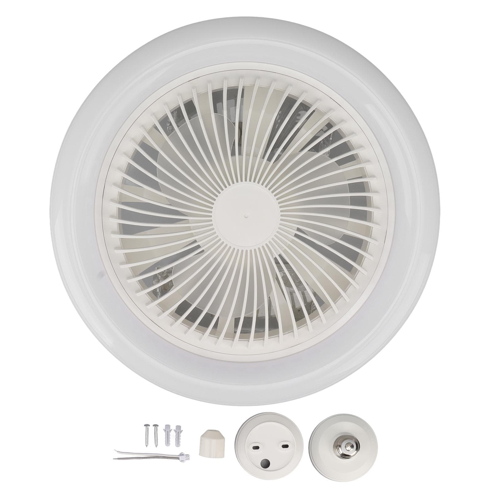 9.8in LED Ceiling Fan Light Quiet 3 Gears Ceiling Fan with E27 Lamp for Living Room 86?265V White