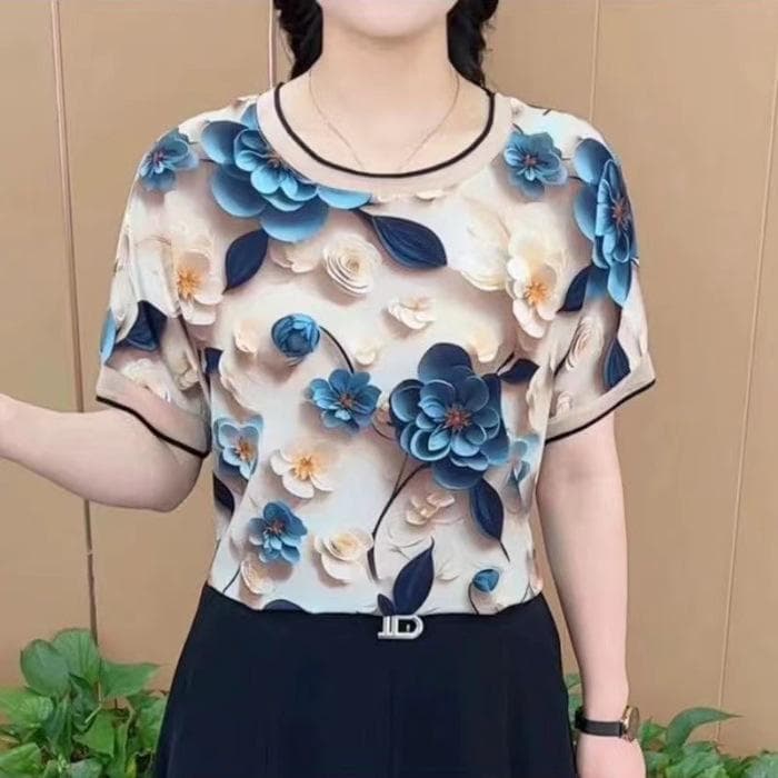 Mom's Short-sleeved T-shirt In Summer New Casual Top Middle-aged Women's Fashionable Age-reducing Slimming Base Shirt for Women 5XL