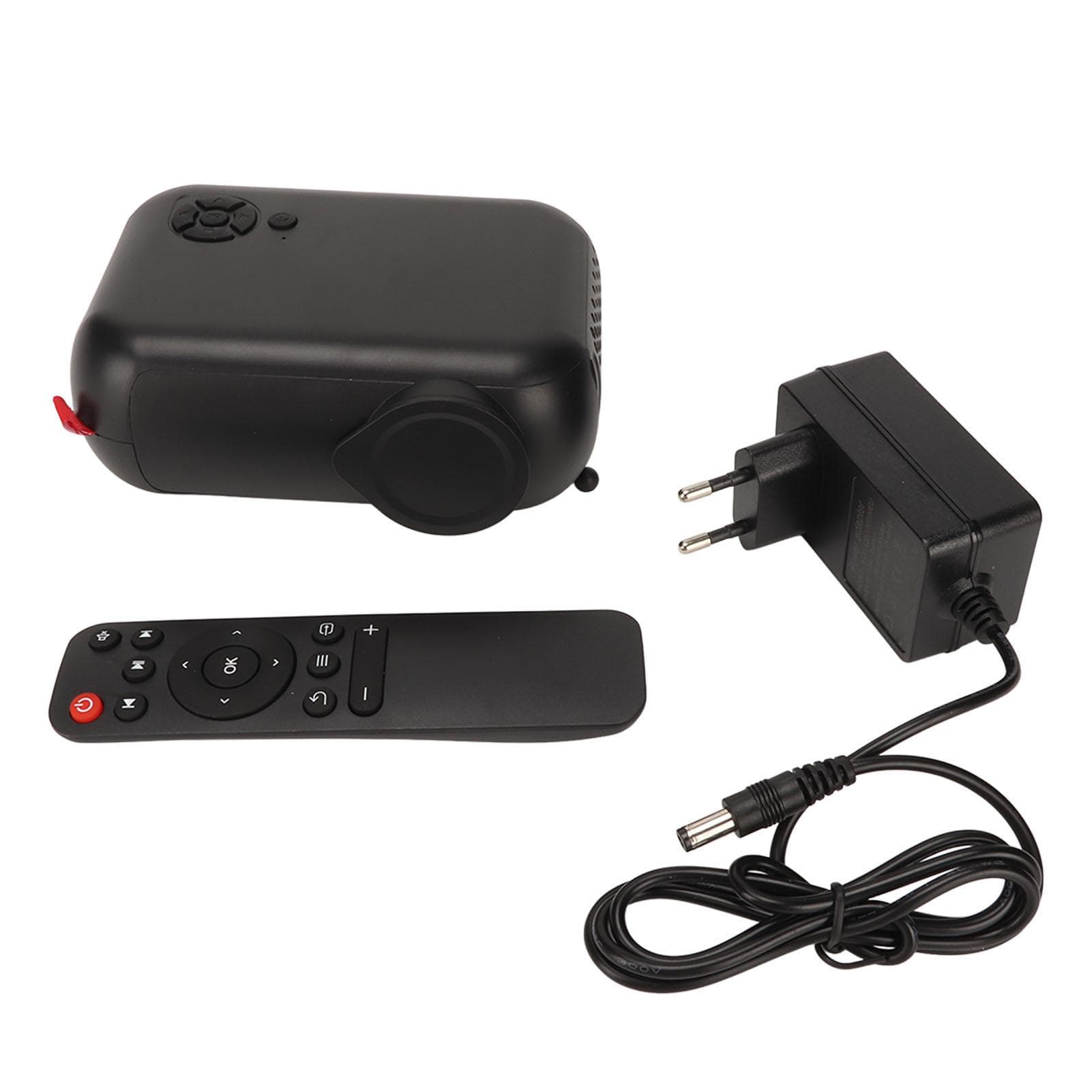 Mini Projector Black Remote Control Power Bank Supply 13 to 100in Portable Projector for Home EU Plug