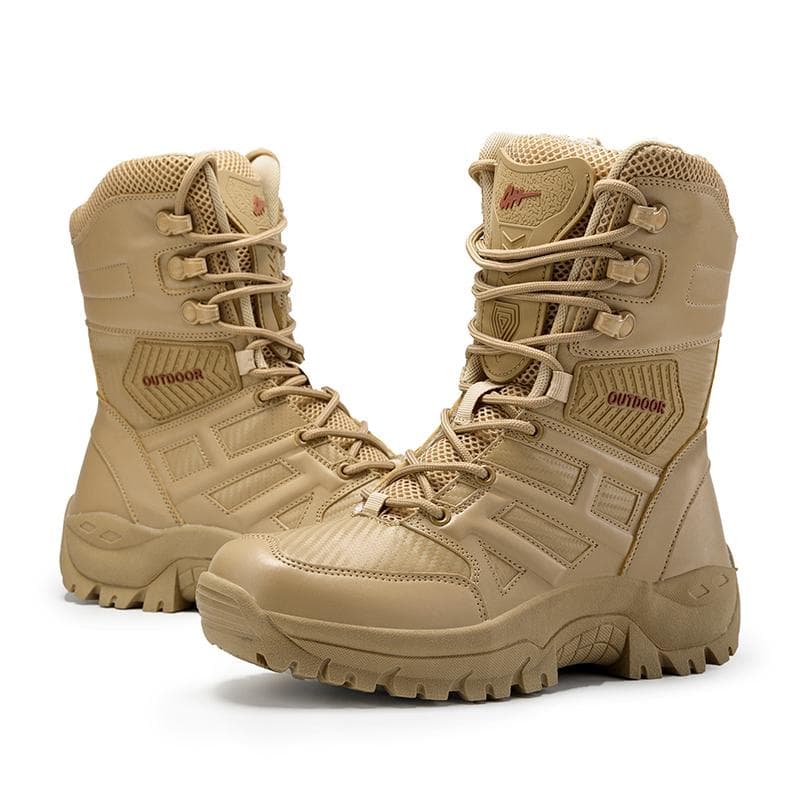 TUINANLE Ankle Boots Men Outdoor Leather Boots Hunting Work Boots Men Shoes Autumn Winter Shoes 43 beige
