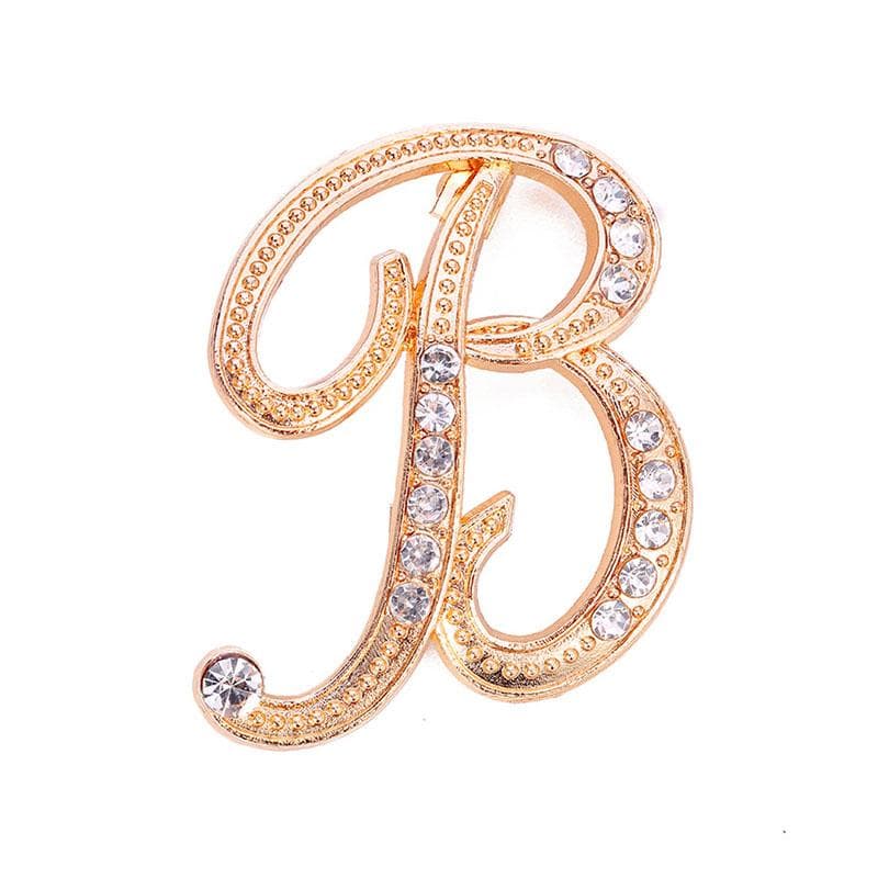 Fashion Crystal Gift Rhinestone Jewelry Initial Letter Brooches Clip Lapel Pins Name Brooch Men Wedding For Women B