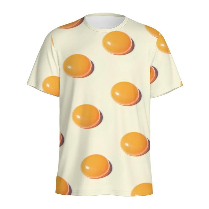 Multi Color Eggs 3D Printed T Shirt For Men Womens Kids Cartoon Fried Egg Graphic Tees Tops Short Sleeves Round Neck T-shirt S