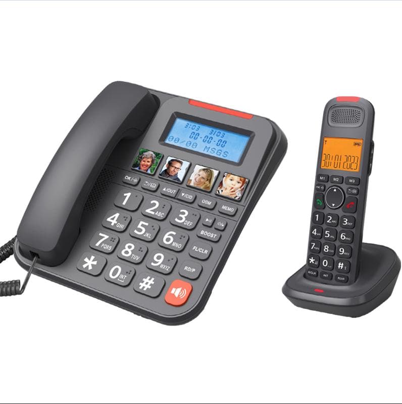 D2015 TAM Expandable Phone System CordedCordless Phone System with Telephone Answering Big Buttons B-US