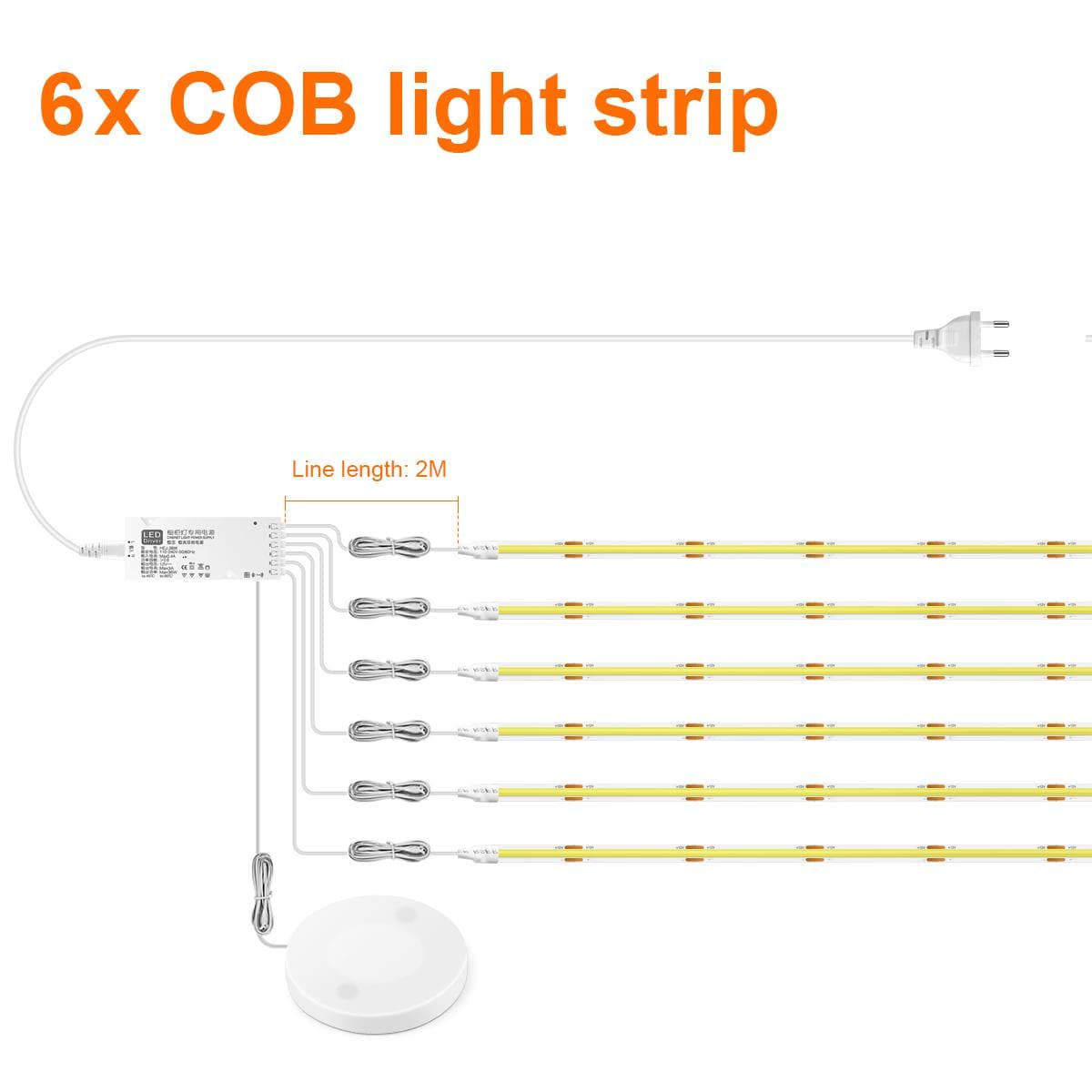 LED Acoustic Board Decorative COB Light Strip Touch Dimmable Wall Background Lamp Show Shelf Under Cabinet Bedroom Night Light 6pcs-1M