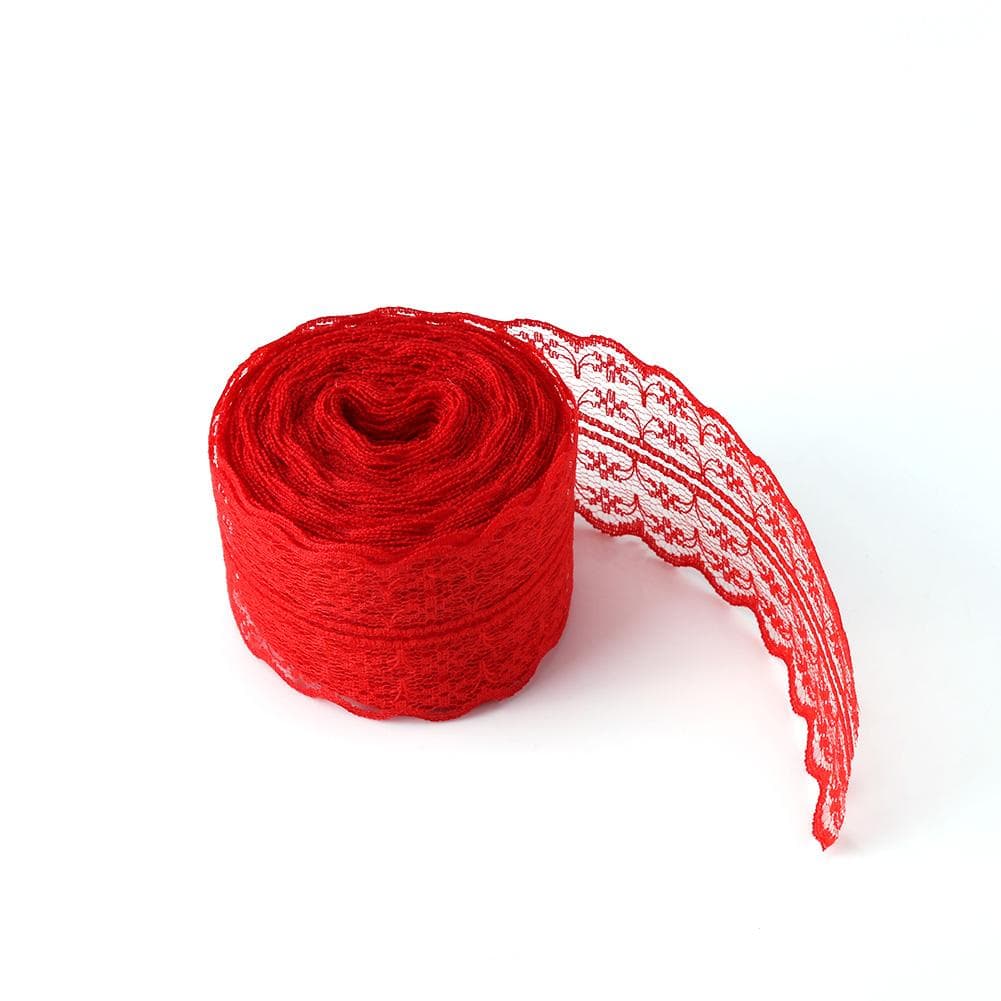 10mRoll 4.5CM Width Lace Ribbon DIY Decorative Lacework for Wedding Birthday Christmas(purple) red