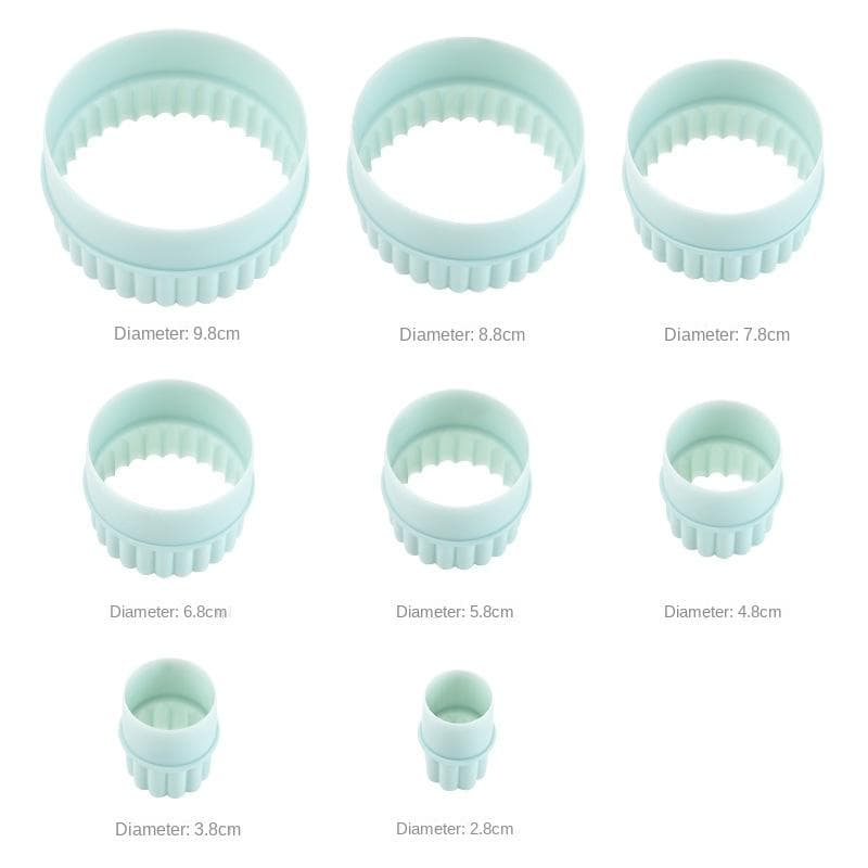 8Pcs Plastic Round Wave Double-sided Cookie Cutters Cake Mold For Kitchen Cookie Tools 8pcs