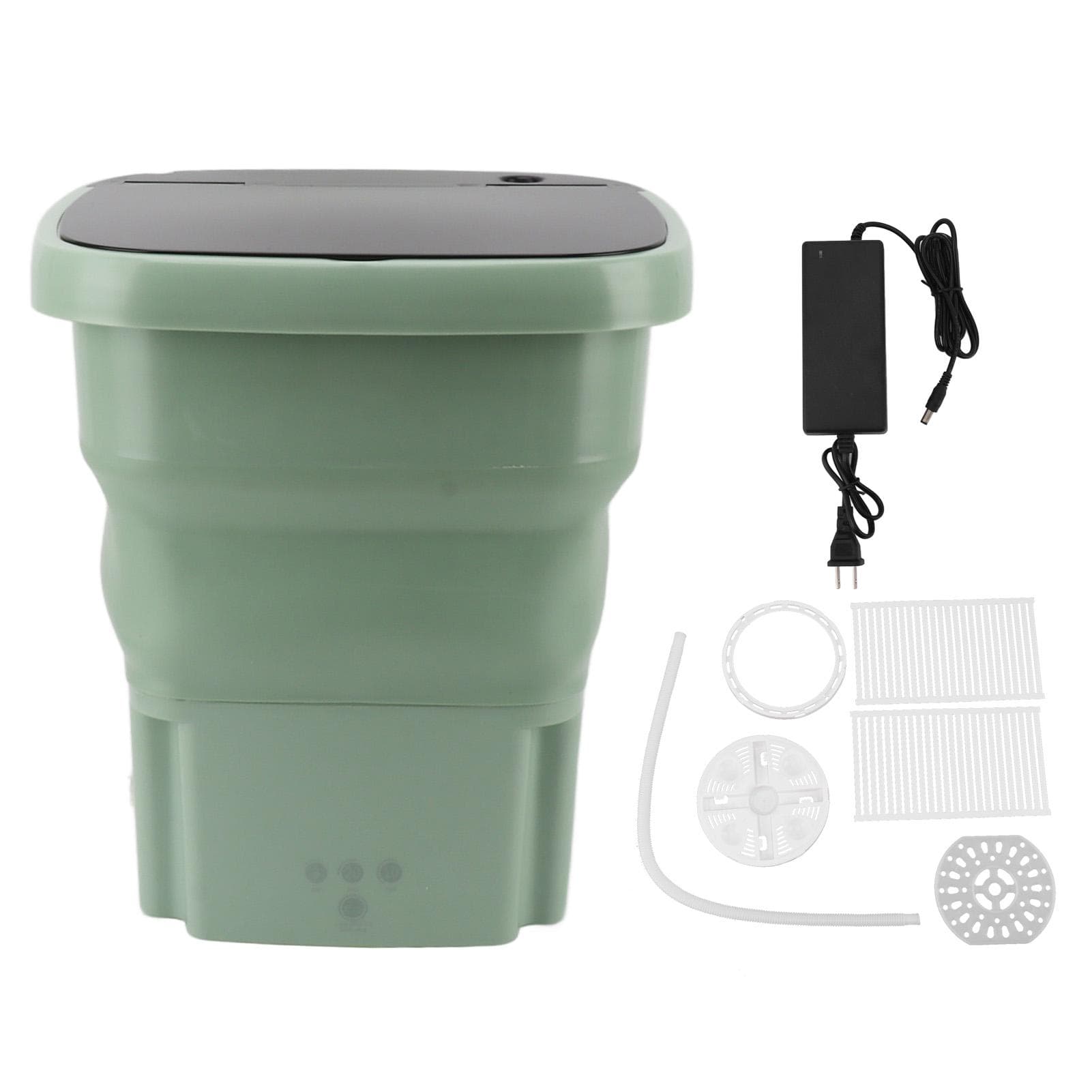 Mini Washing Machine Multifunction Foldable Efficient Dehydration Function Portable Washer 100-240V US Plug green