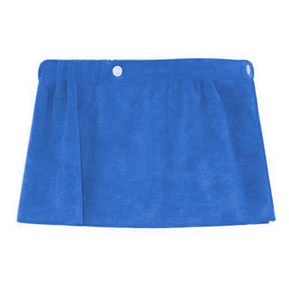 Men Beach Towel Culottes Elastic Waist Button Closure Solid Color Towel Skirt Swimwear Beach Shower Gym Pajamas Shorts One Size blue