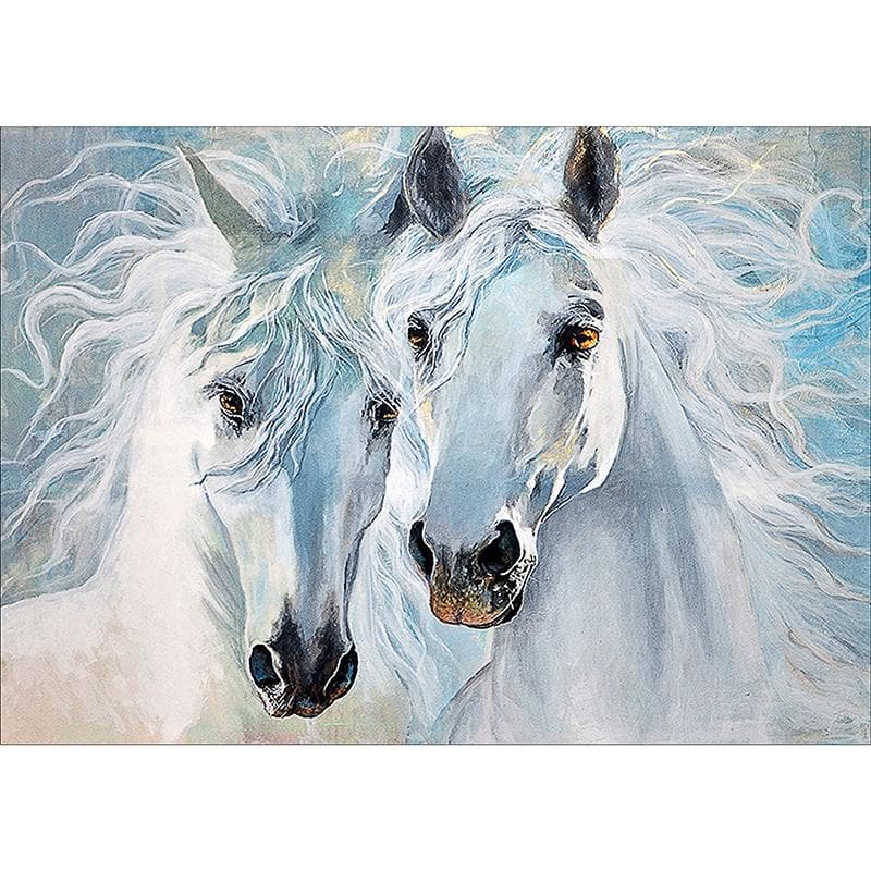 DIY 5D Diamond Painting Horse Couple Diamond Embroidery Full Round Drill Cross Stitch 20X30CM