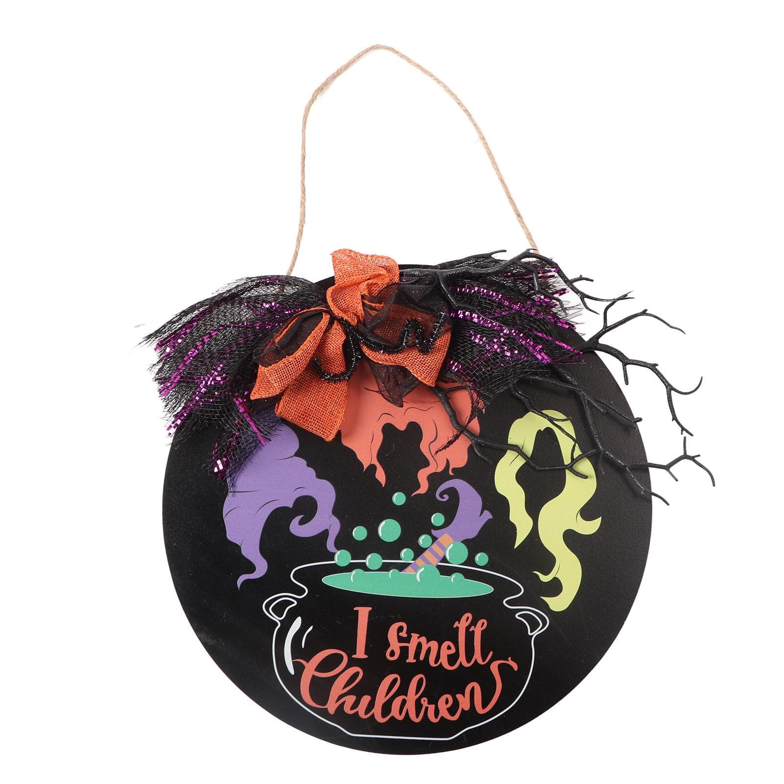 Wooden Halloween Sign Clear Print Rope Installation Halloween Sign Decoration for Wall Door Window