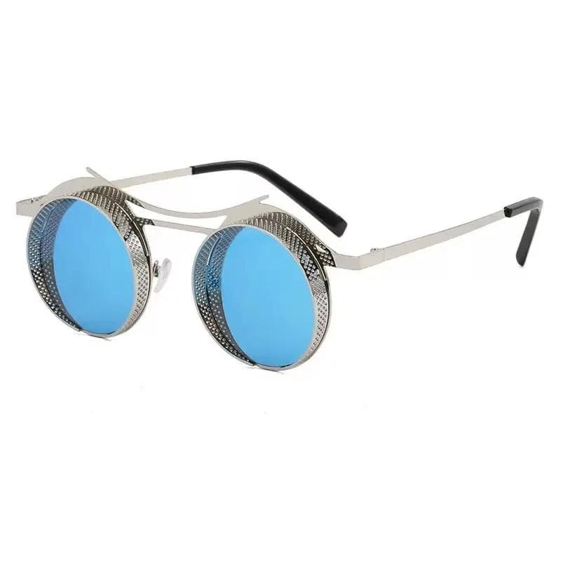 Men's Punk Round Sunglasses Steampunk Vintage UV400 Protection Retro Style Luxury Eyewear for Women Beach