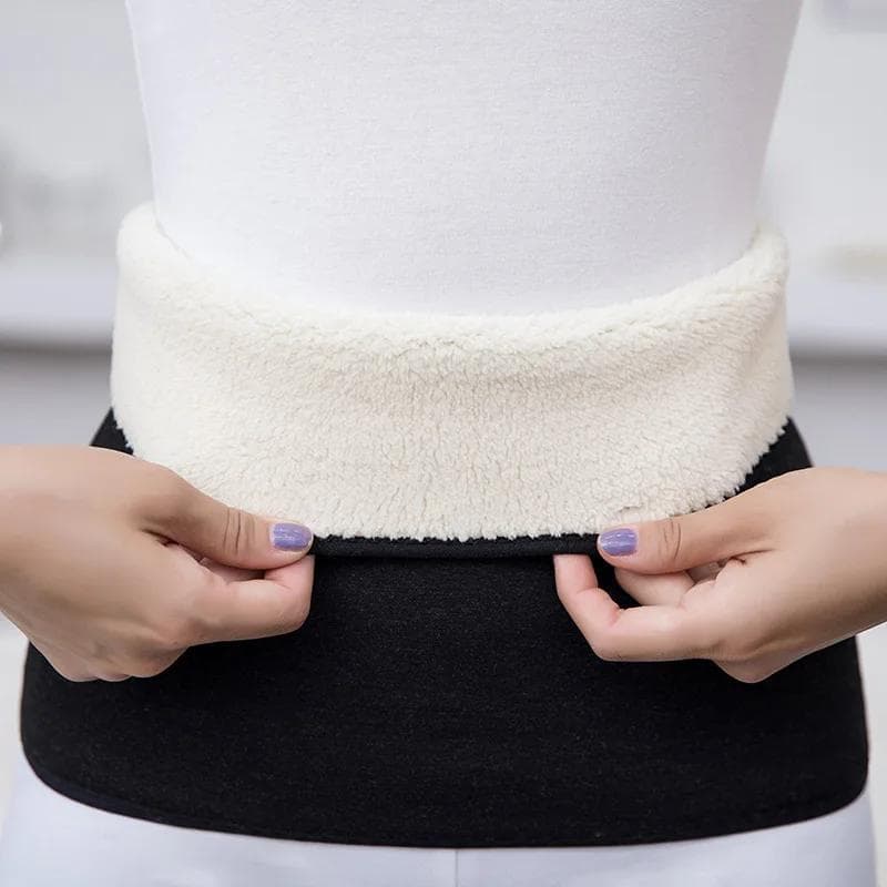 Winter Thicken Thermal Cashmere Waist Warmer Lumbar Support Belt Abdominal Protector Wrap Band Brace black
