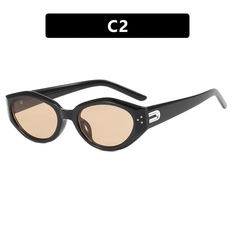 Women Cat Eye Sunglasses Narrow Green Small Frame Square Eyeglasses Trendy Fashionable Outdoor UV400