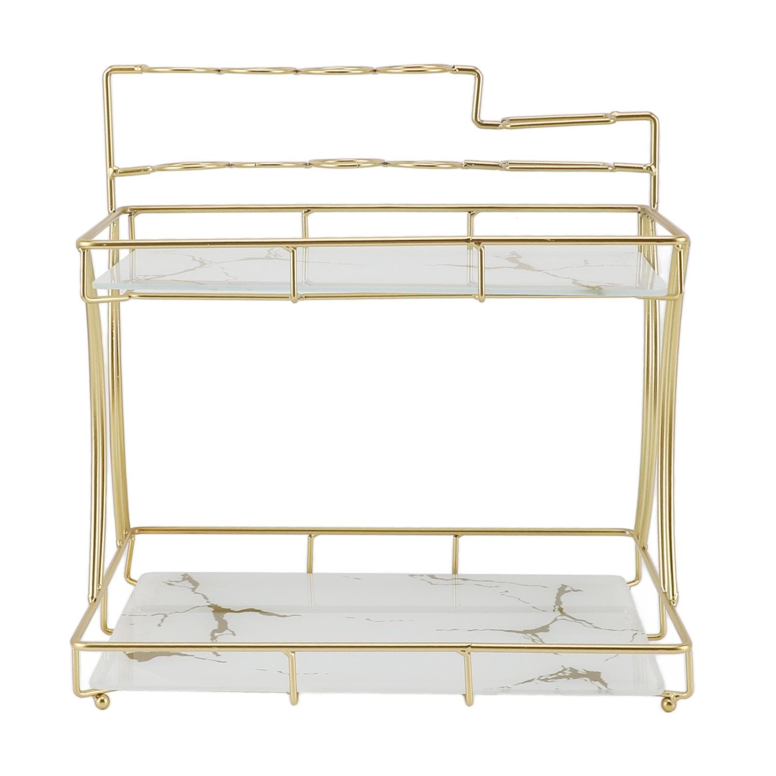 Countertop Storage Rack Double Layer Waterproof Counter Organizer Shelf with Electric Toothbrush white