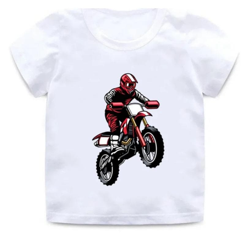 Motocross Rider Cool Boys T -Shirts Summer Fashion Kids T Shirt Streetwear Toddler Baby Girls Clothes Children Tops 8T