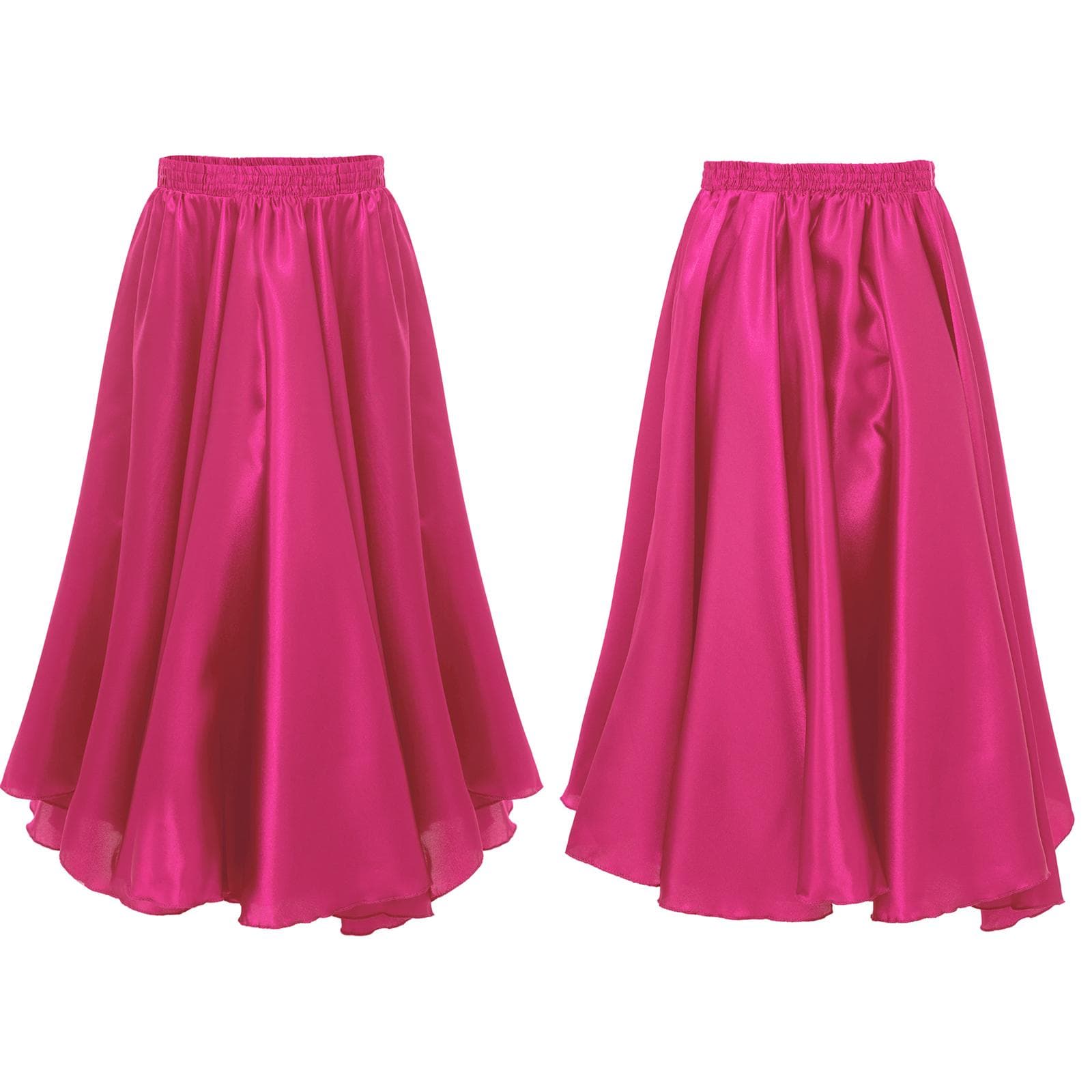 Kids Girl Long Full Circle Ballroom Dance Skirt Flamenco Cha Cha Latin Rumba Samba Maxi Skirt Dancewear 11-12 Years hot pink
