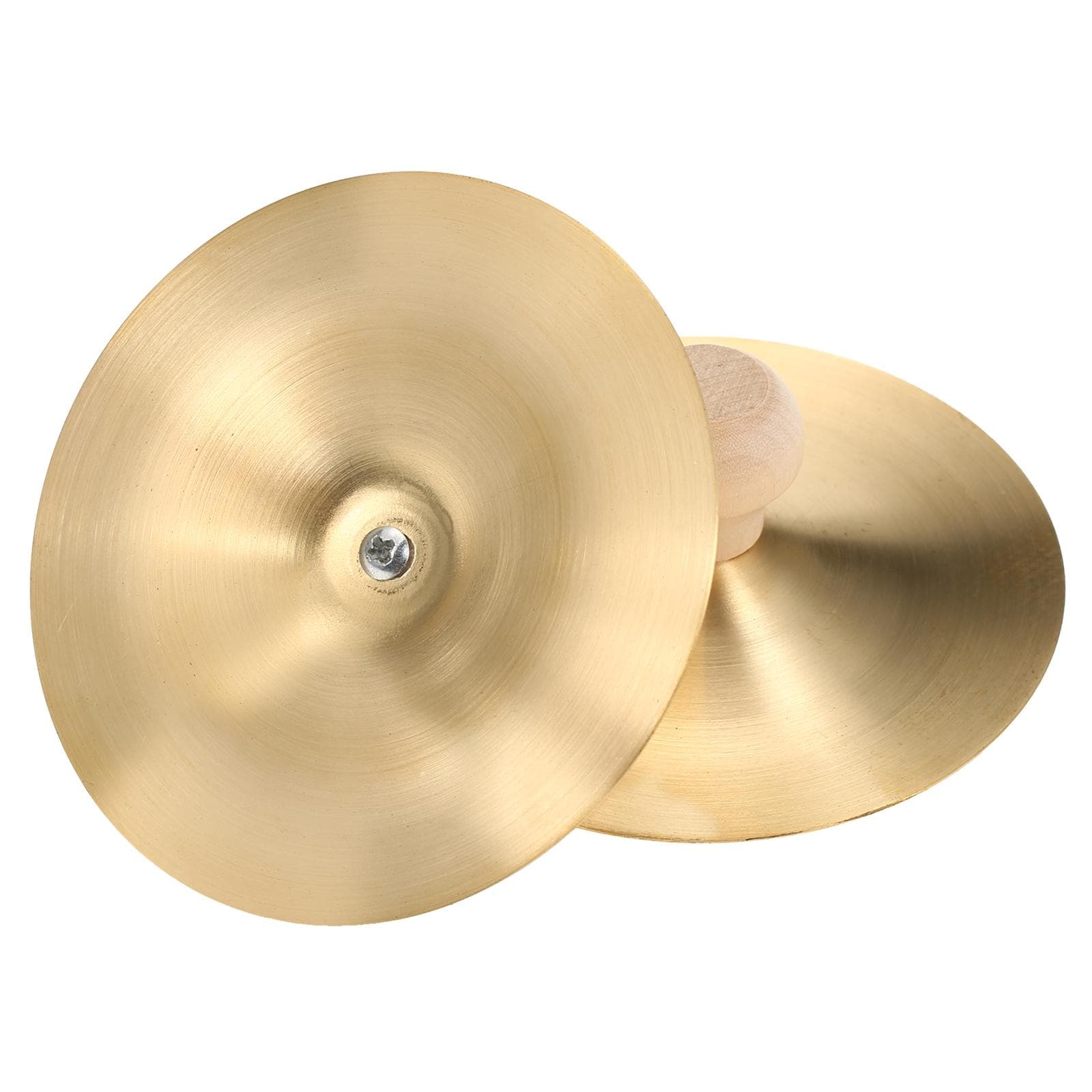 1 Pair Finger Cymbals with Wooden Handle 3.5-inch Mini Finger Cymbals Copper 9cm Hand Cymbal for brass