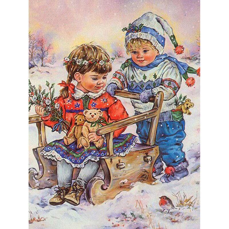 Diamond Mosaic Child Picture of Rhinestone Diamond Embroidery Diamond Painting 20X30CM