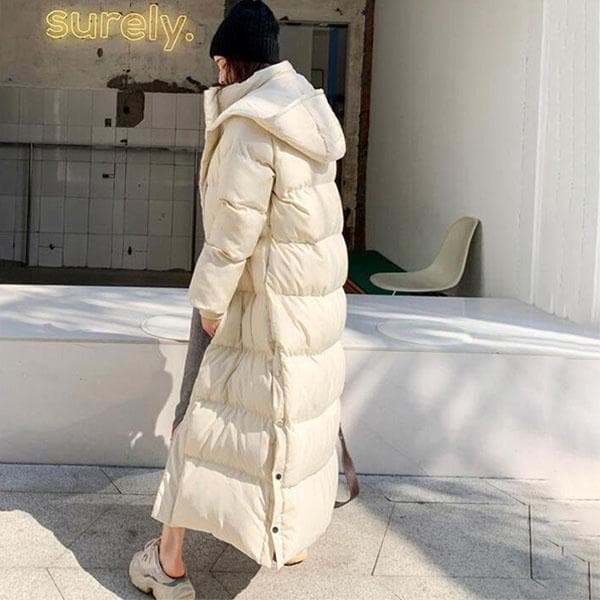 Winter Clothes with Thick Warmth and Cotton Padded Jacket Women's Loose Padded Jacket Super Long To Ankle Over The Knee Padded Down Jacket XL