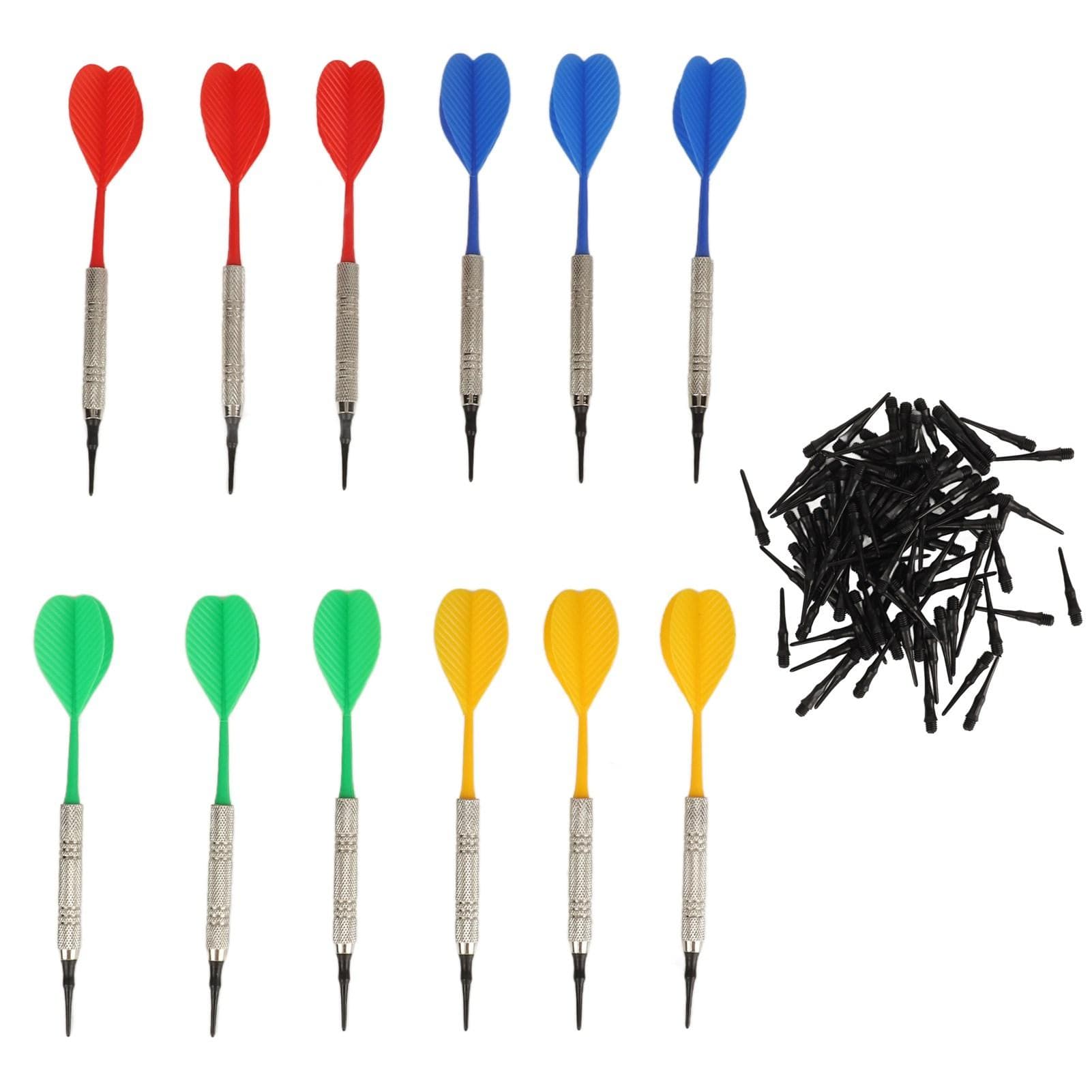 12PCS Soft Tip Darts for Beginners Plastic Professional Indoor Darts Set with 100PCS Dart Tips for