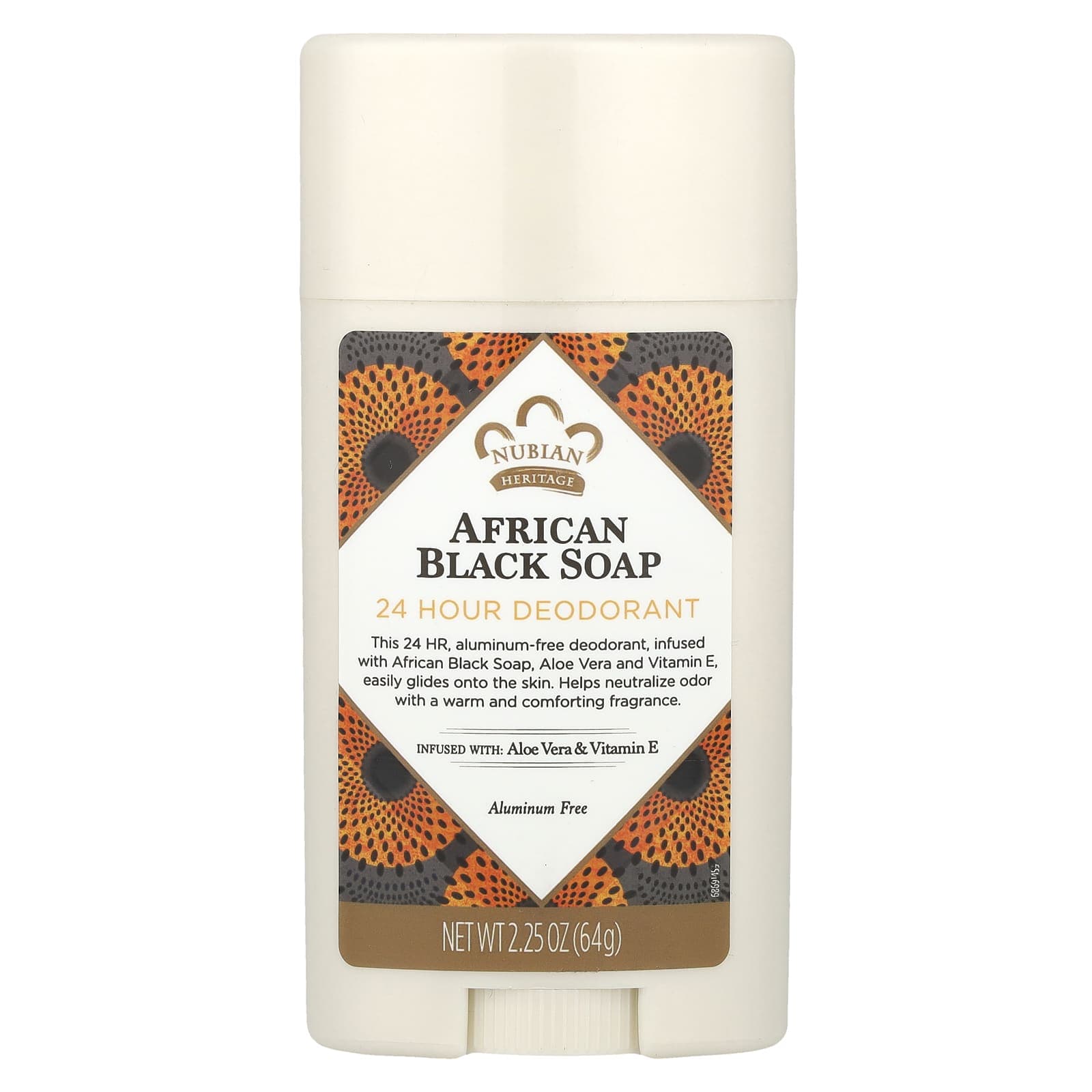Nubian Heritage, 24-Hour Deodorant, African Black Soap, 2.25 oz (64 g)