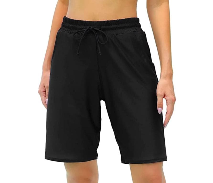Charmleaks Women's Swimming Trunks Drawstring Board Shorts Swim Bottom for Women Bandeau Shorts xl black