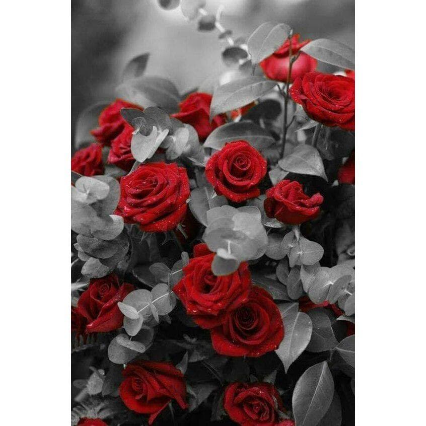 5D Diamond Painting Flower Red Rose DIY Mosaic Cross Stitch Diamond Embroidery 20X30CM