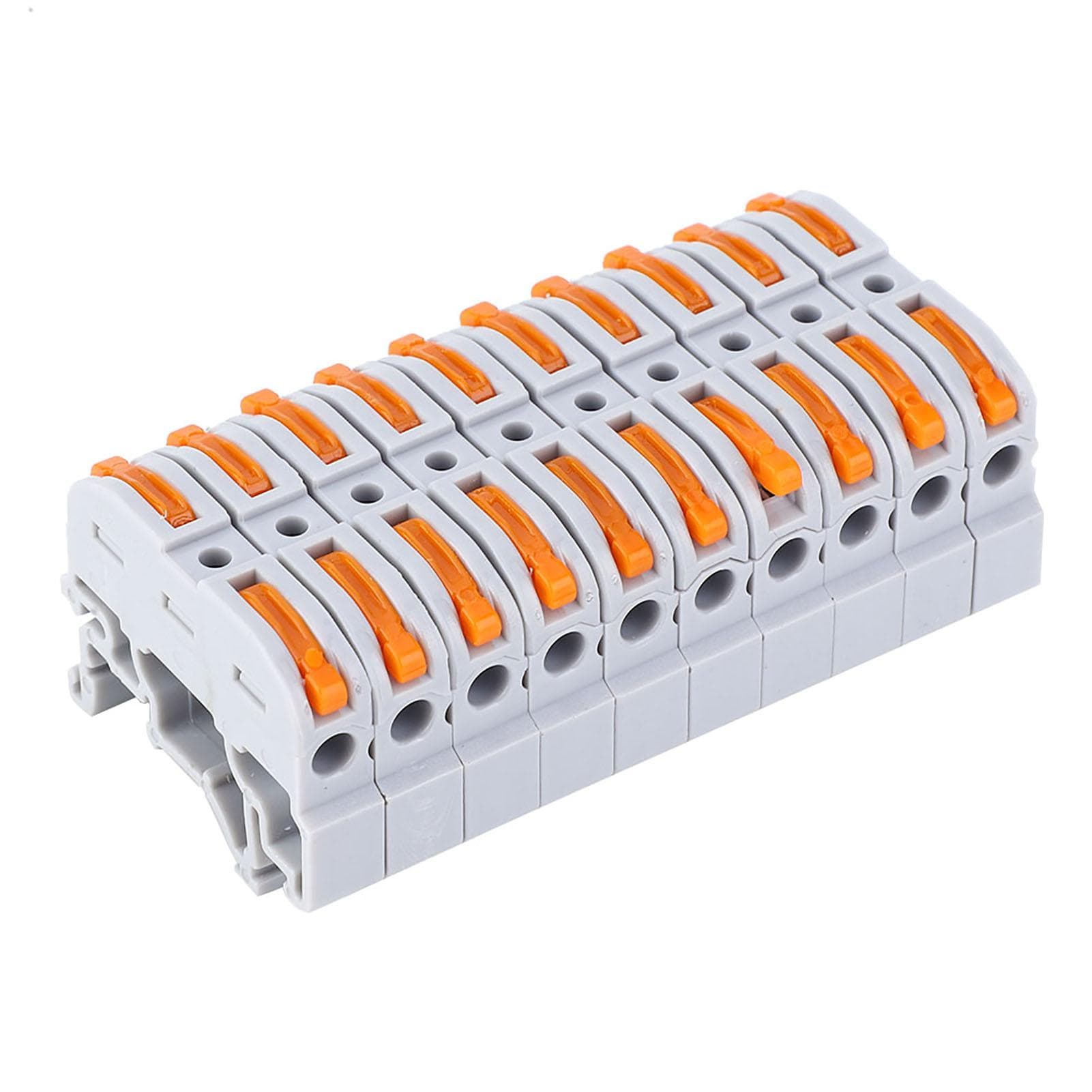 10pcs PCT211 Rail Type Wire Connector 0.24mm Press Fast Wiring Terminal Block(Light Gray )