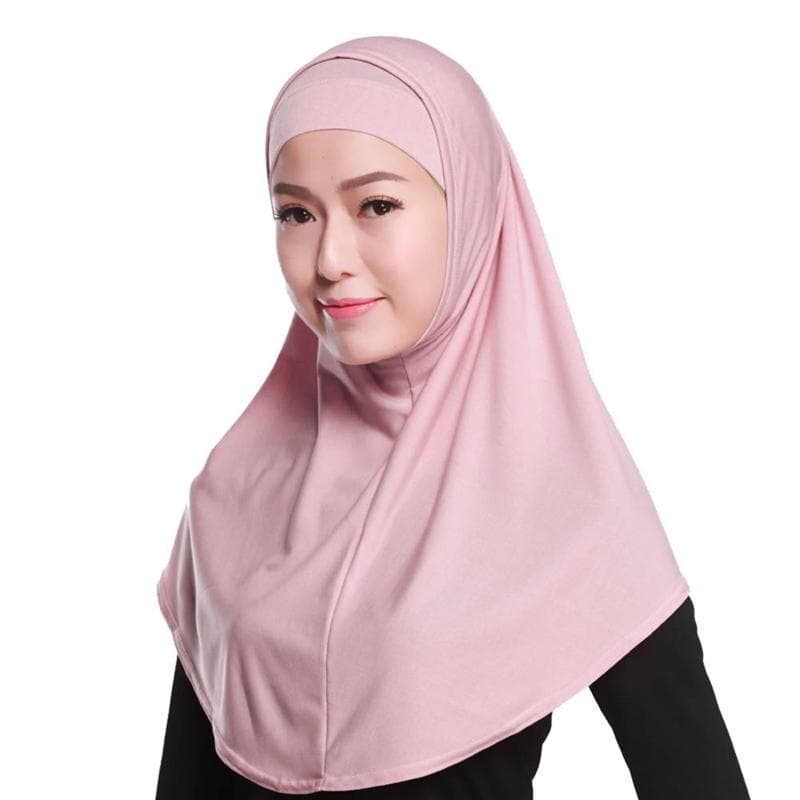 Womens 2 Piece Solid Color Amira Jersey Muslim Hijab Soft Cotton Stretch Head Scarf with Tube Inner Underscarf Cap Hood 10