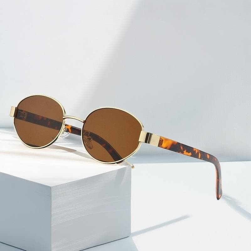 Fashion Oval Metal Sunglasses Women Vintage Retro UV400 Mirror Lens Designer Brand Eyewear For Female Men Sport Sun Glasses