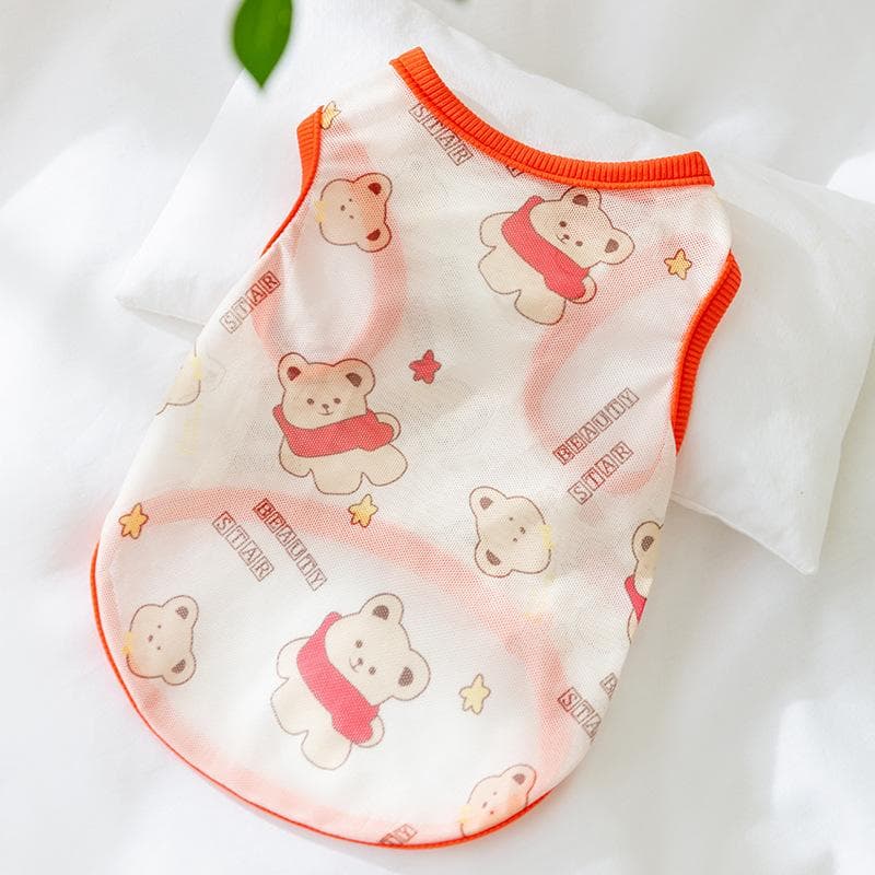 Spring and Summer Dog Cartoon Cute Colorful Small Animal Mesh Vest Medium and Small Dog Teddy Cat Pet Clothes XXL