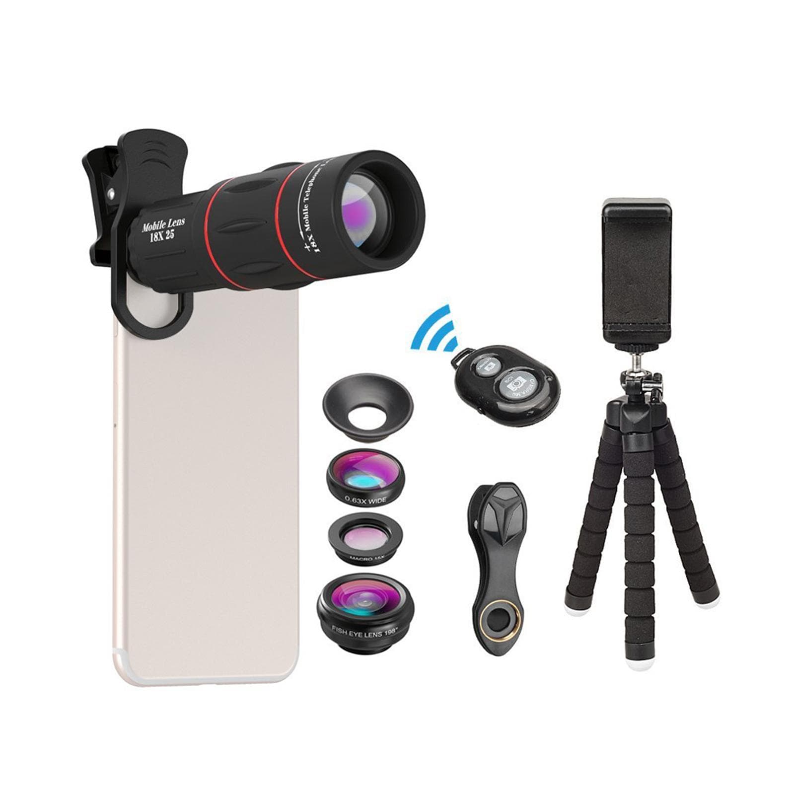 APEXEL APLT18XBZJ5 Telephoto 4 in 1 Cellphone Lens Universal Kit 18X Mobile Phone Telephoto Lens