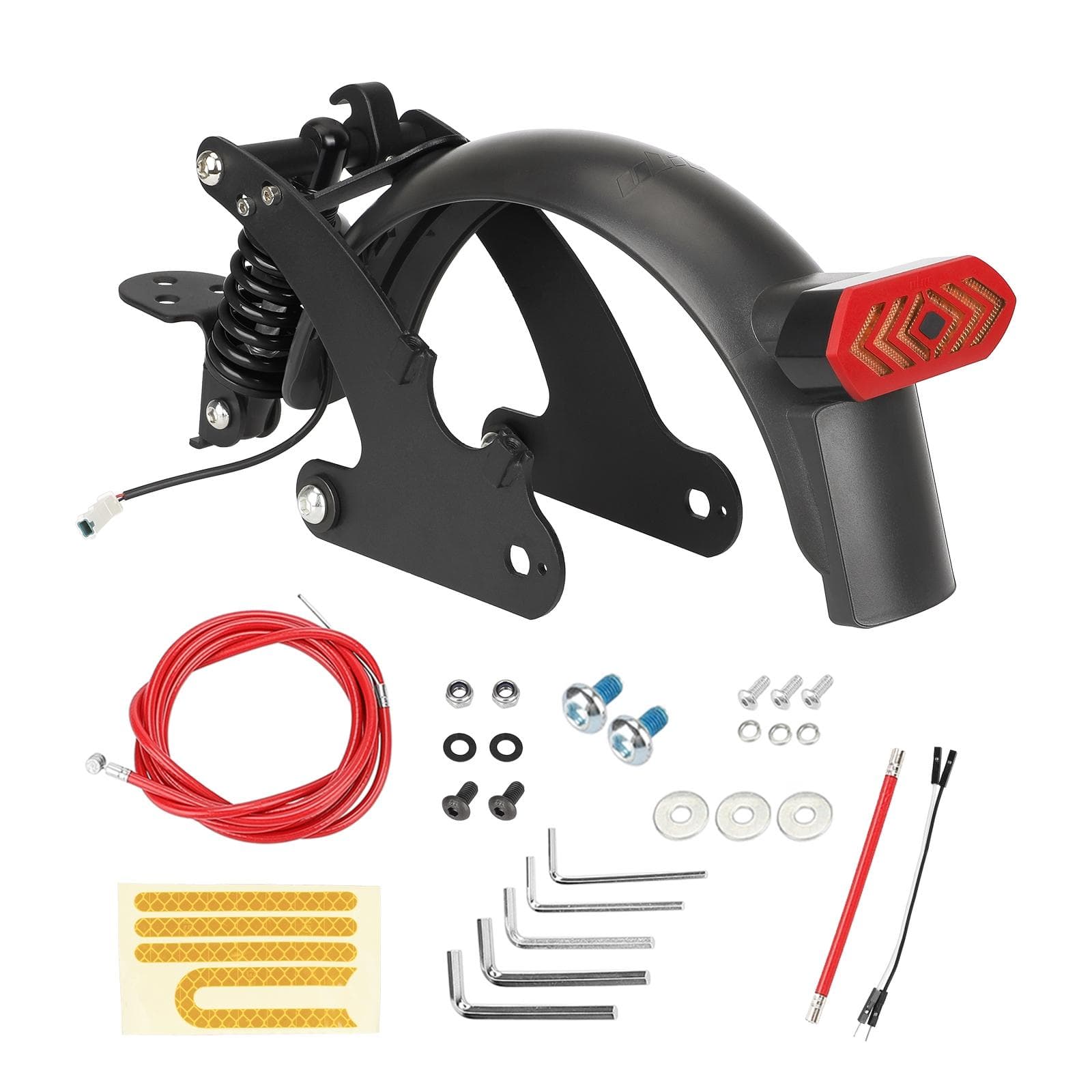Electric Scooters Rear Shock Absorber with Mudguard and Taillight Compatible for Xiaomi M365/1S Type 2 black