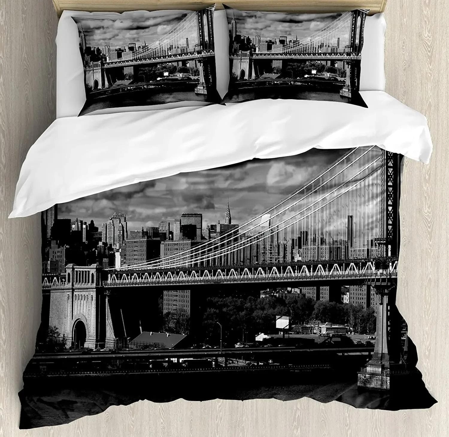 New York Bedding Set For Bedroom Bed Home New York City Collage Featuring with Different Duvet Cover Quilt Cover And Pillowcase EU Double(200x200cm)
