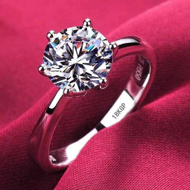 White Gold Rings for Women 2.0ct Round Cut Zirconia Diamond Solitaire Ring Wedding Band Engagement Bridal Jewelry 6