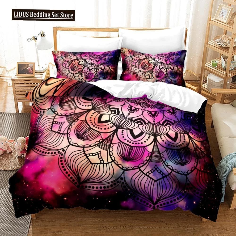 Dreamcatcher Duvet Cover Set Bohemian Mandala Bedding Set For Girls Adults Purple Polyester Comforter Cover King Queen Full Size 70x133cm 2pcs