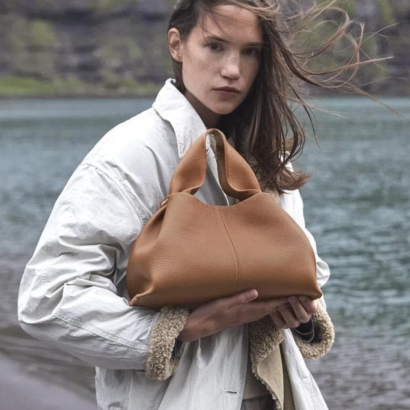 Designer Brand Handbag Women's Dumpling Bag Shoulder Crossbody Bag Mother's Soft PU Leather Tote Purse L brown