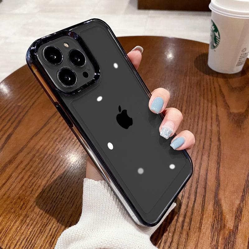 Suitable for Iphone16 Electroplated Edge Space Phone Case, Apple 15proMax Simple and Non-yellowing 14 Protective Case 13 iPhone11promax black