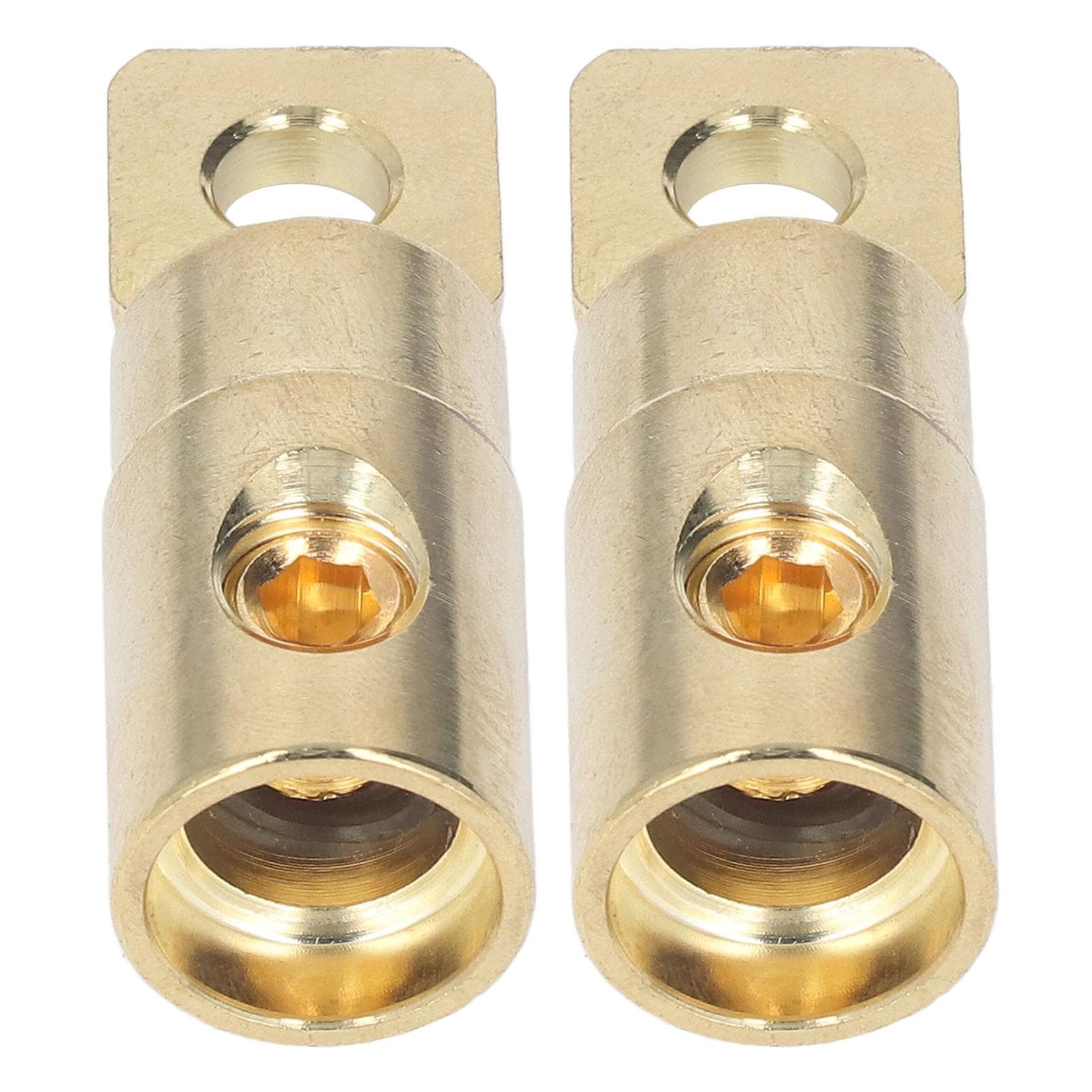 Pair Power Battery O Ring Terminals Brass Gold Plated High Accuracy Welding Free Audio Modification 0GA for 0?2GA