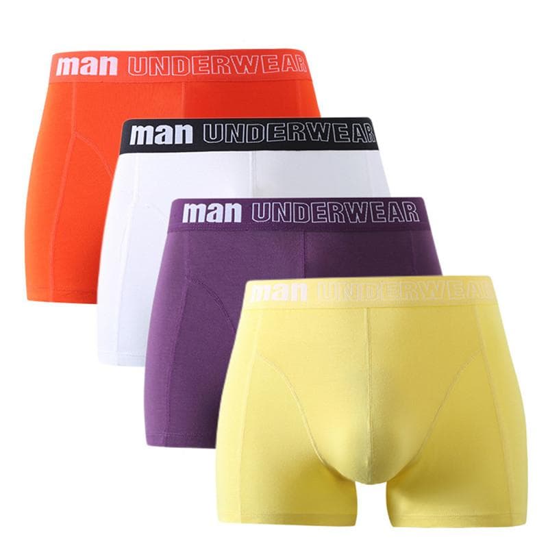 4 Pieces Men's Underwear Boxers Colorful Shorts Boy Undies Panties Big Size M L XL 2XL 3XL 4XL 5XL 6XL 7XL XXL yellow/purple