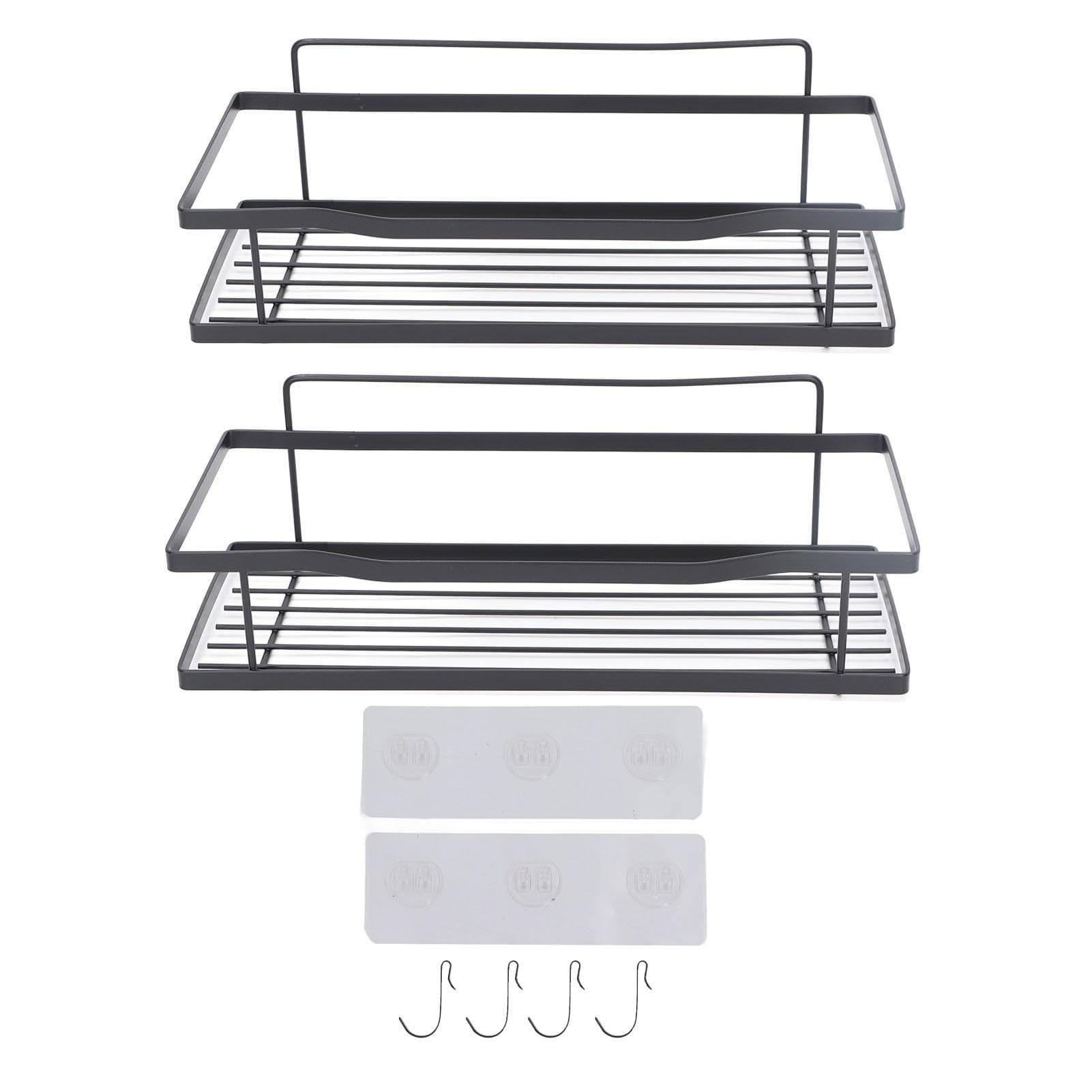 Bathroom Wall Organizer Rustproof Adhesive Carbon Steel Shower Shelves with Hooks for Toilet