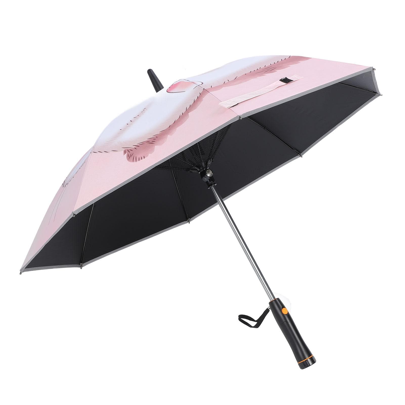 Portable Umbrella with Fan Reflective UPF 50+ Sun and Rain Umbrella 8 Ribs Folding Travel Umbrella