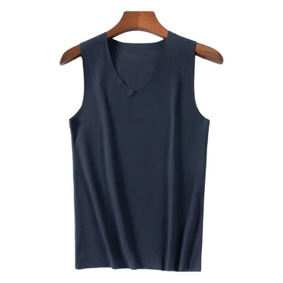 Men Winter Seamless Thermal Vest V-neck Sleeveless Thermal Underwear Thickened Elastic Slim Fit Bottoming Shirt Thermal Tops 4XL dark gray