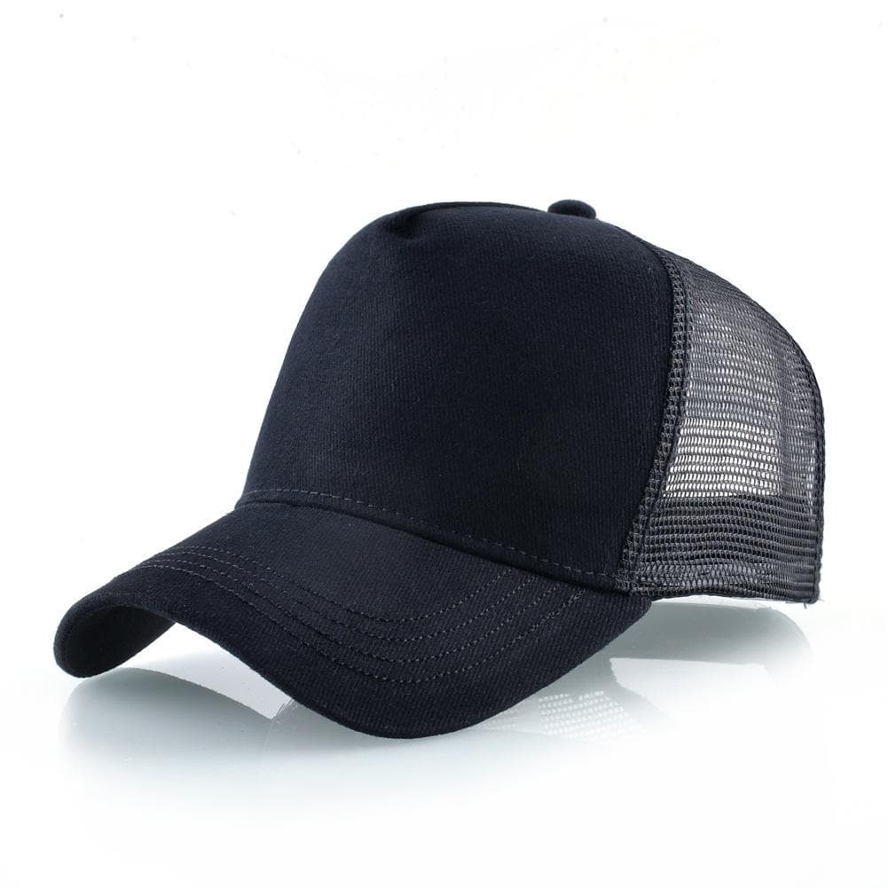 Pure color cotton baseball cap European and American retro mesh cap peaked cap truck driver hat black